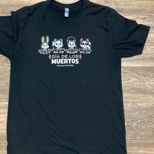 Girl Scouts Dia De Los Muertos Black Tee Shirt Size Large